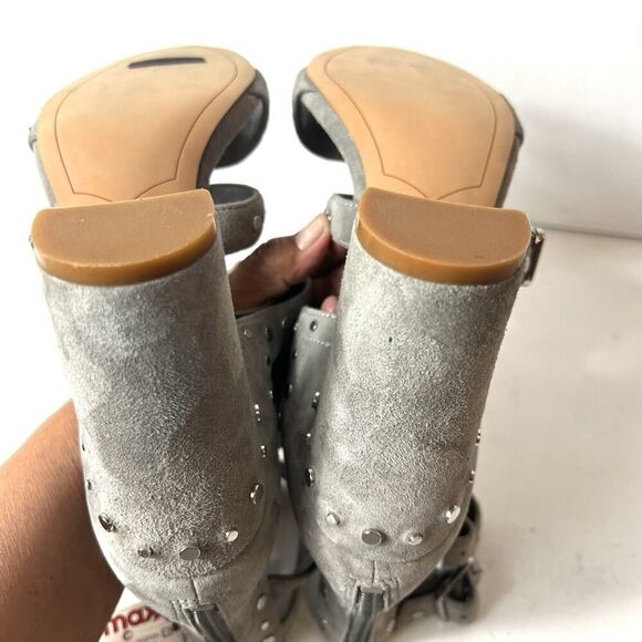 Sam Edelman Womens 7.5 M Gray Suede Studded Cage Ultra High Heel Sandal Open Toe - Picture 7 of 10